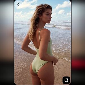 Toast High Cut Green One-Piece Swimsuit